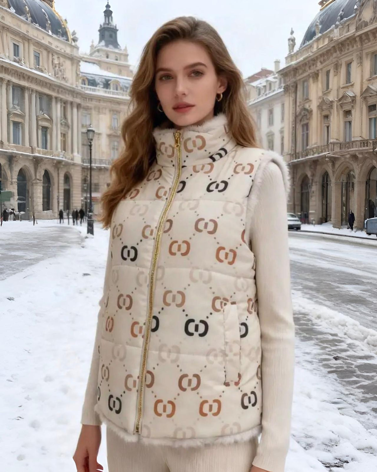 Wendbare Weste "Olivia" Beige
